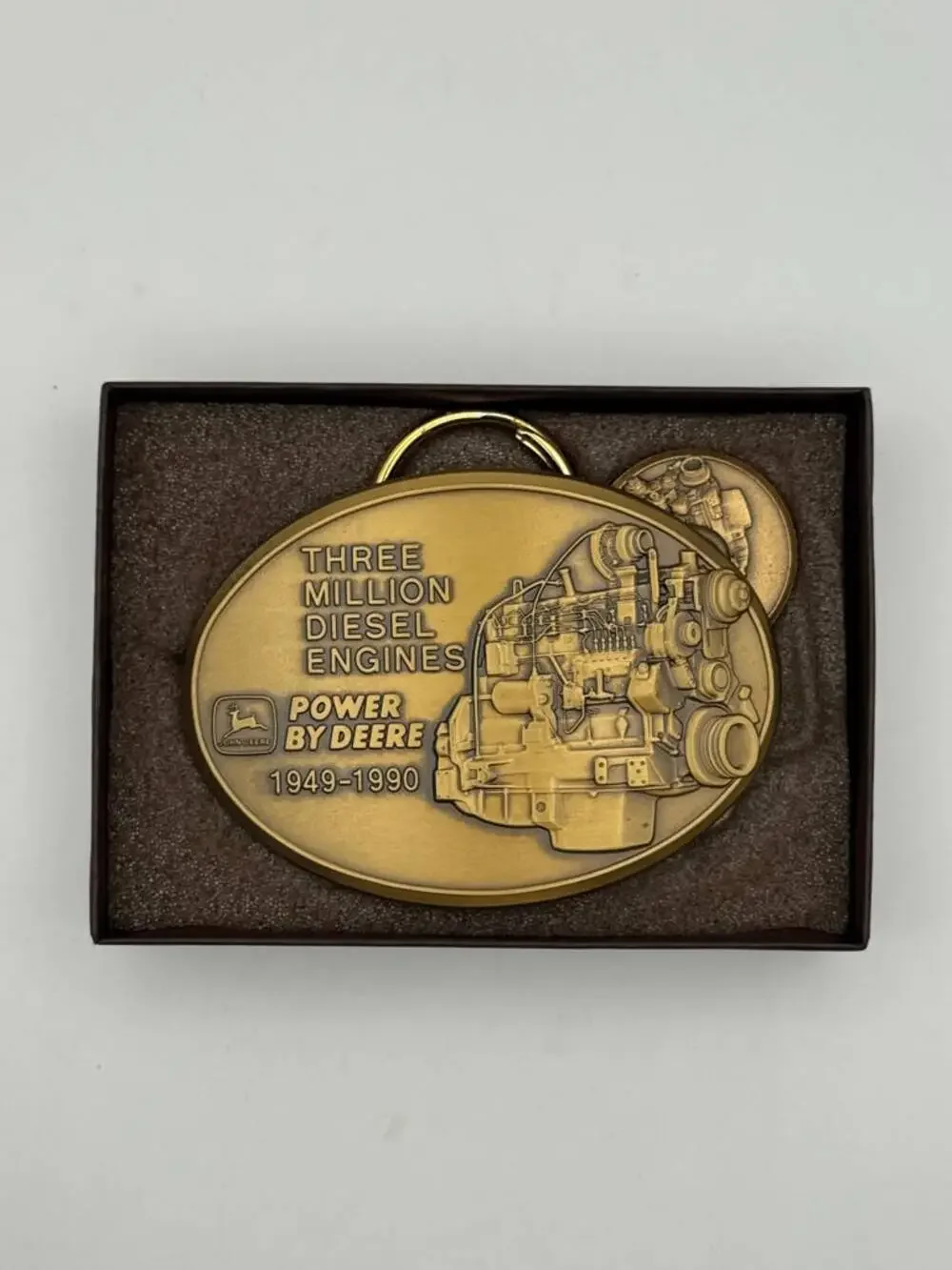 John Deere Three Million Diesel Engines 1949-1989 Belt Buckle Presentation Box